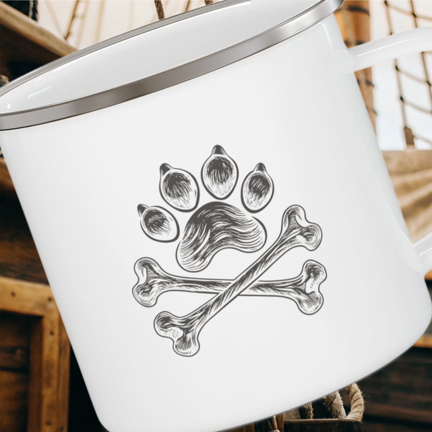 Personalized Camp Mug | Pirate Pup Design with Your Dog's Photo & Name_Doggo Mojo_Enamel Camping Mug_6