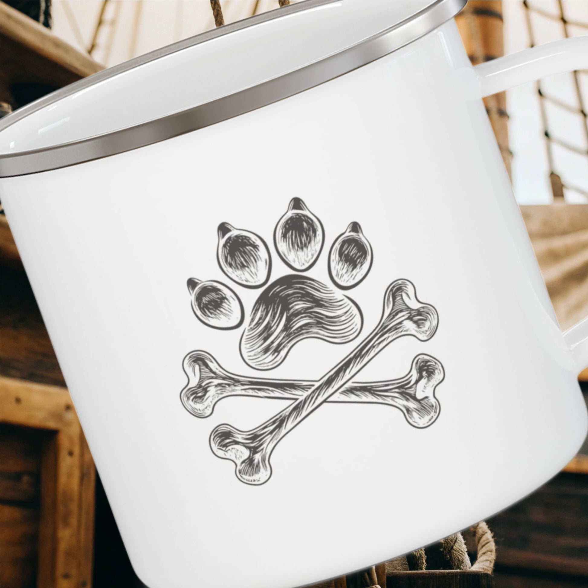 Personalized Camp Mug | Pirate Pup Design with Your Dog's Photo & Name_Doggo Mojo_Enamel Camping Mug_6