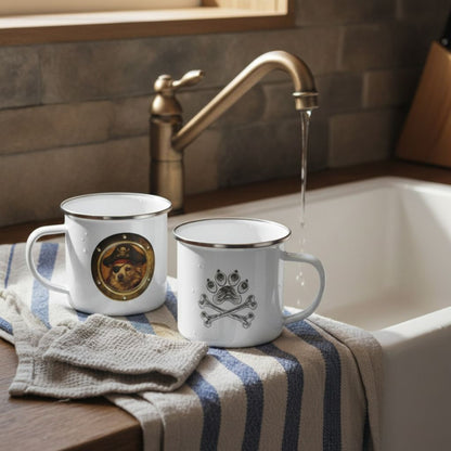 Personalized Camp Mug | Pirate Pup Design with Your Dog's Photo & Name_Doggo Mojo_Enamel Camping Mug_2