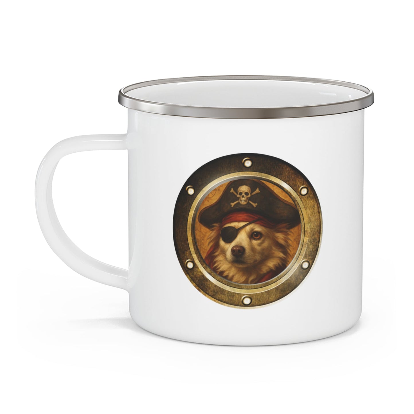 Personalized Camp Mug | Pirate Pup Design with Your Dog's Photo & Name_Doggo Mojo_Enamel Camping Mug_7