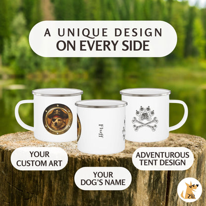 Personalized Camp Mug | Pirate Pup Design with Your Dog's Photo & Name_Doggo Mojo_Enamel Camping Mug_4