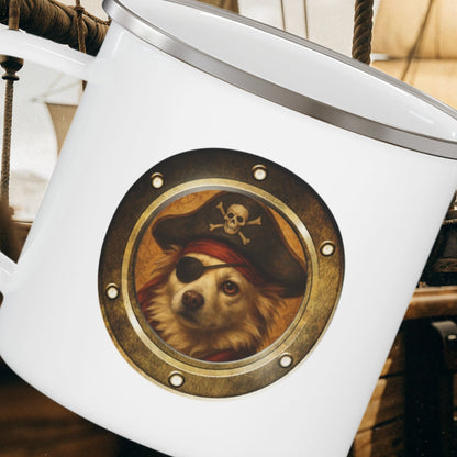 Personalized Camp Mug | Pirate Pup Design with Your Dog's Photo & Name_Doggo Mojo_Enamel Camping Mug_5