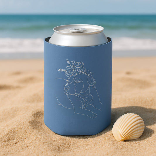 Personalized Can Cooler: Minimal Line Art with Your Dog's Photo & Name_Doggo Mojo_Drink Sleeves_1