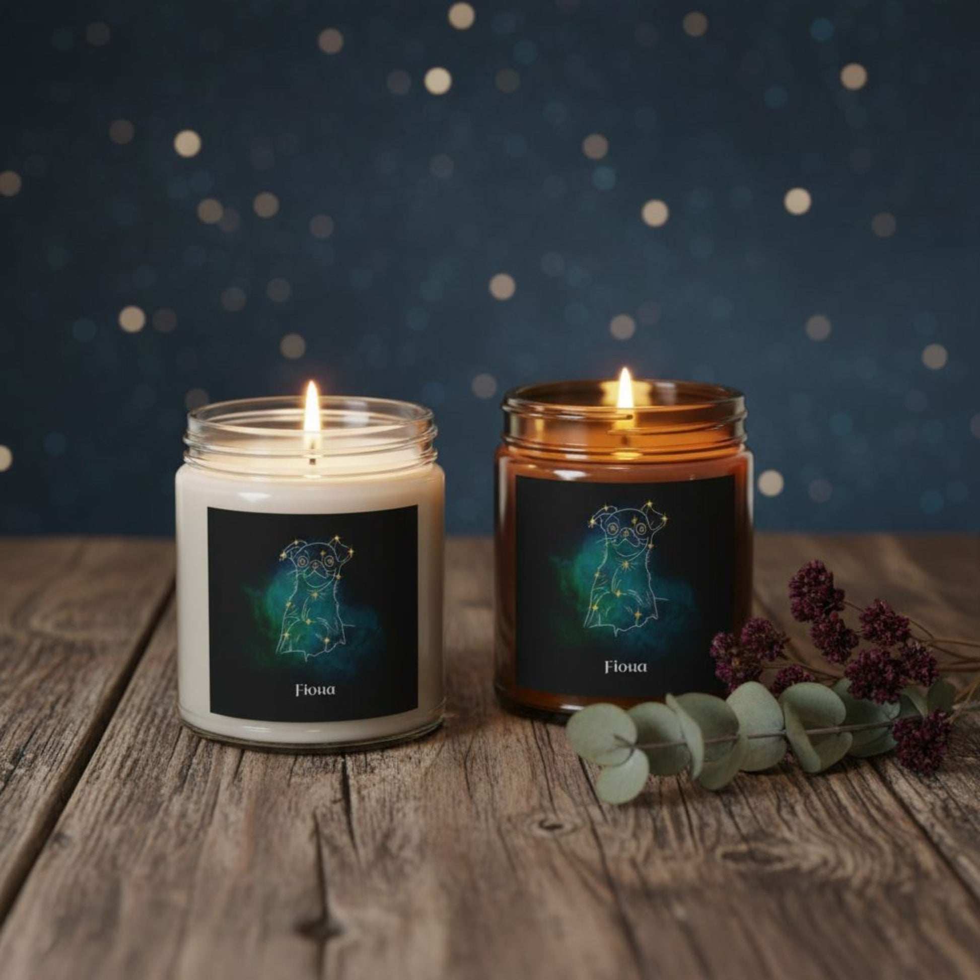 Personalized Candle | Mystic Constellation with Your Dog's Photo & Name | Coconut Apricot Wax_Doggo Mojo_Candles_2