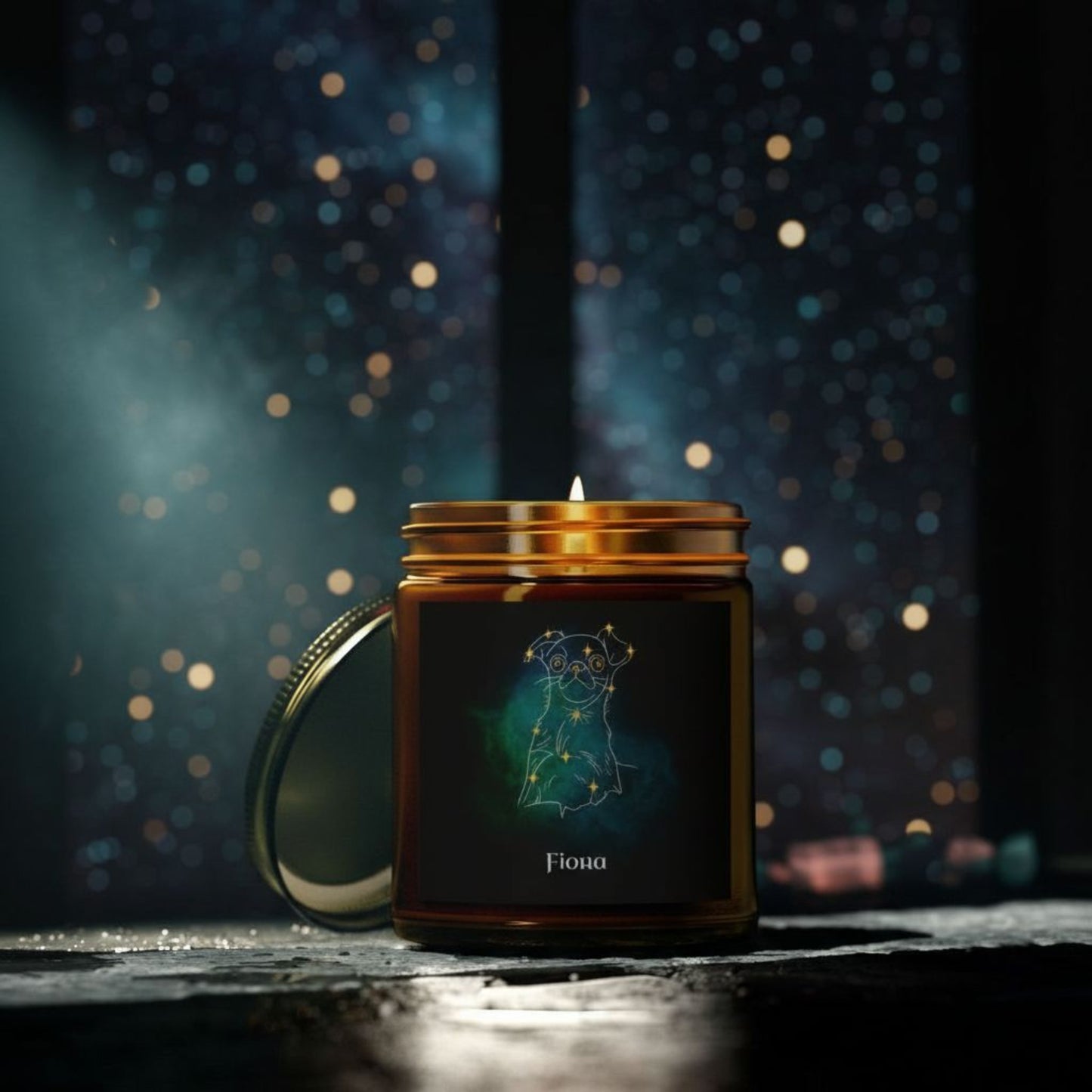 Personalized Candle | Mystic Constellation with Your Dog's Photo & Name | Coconut Apricot Wax_Doggo Mojo_Candles_1
