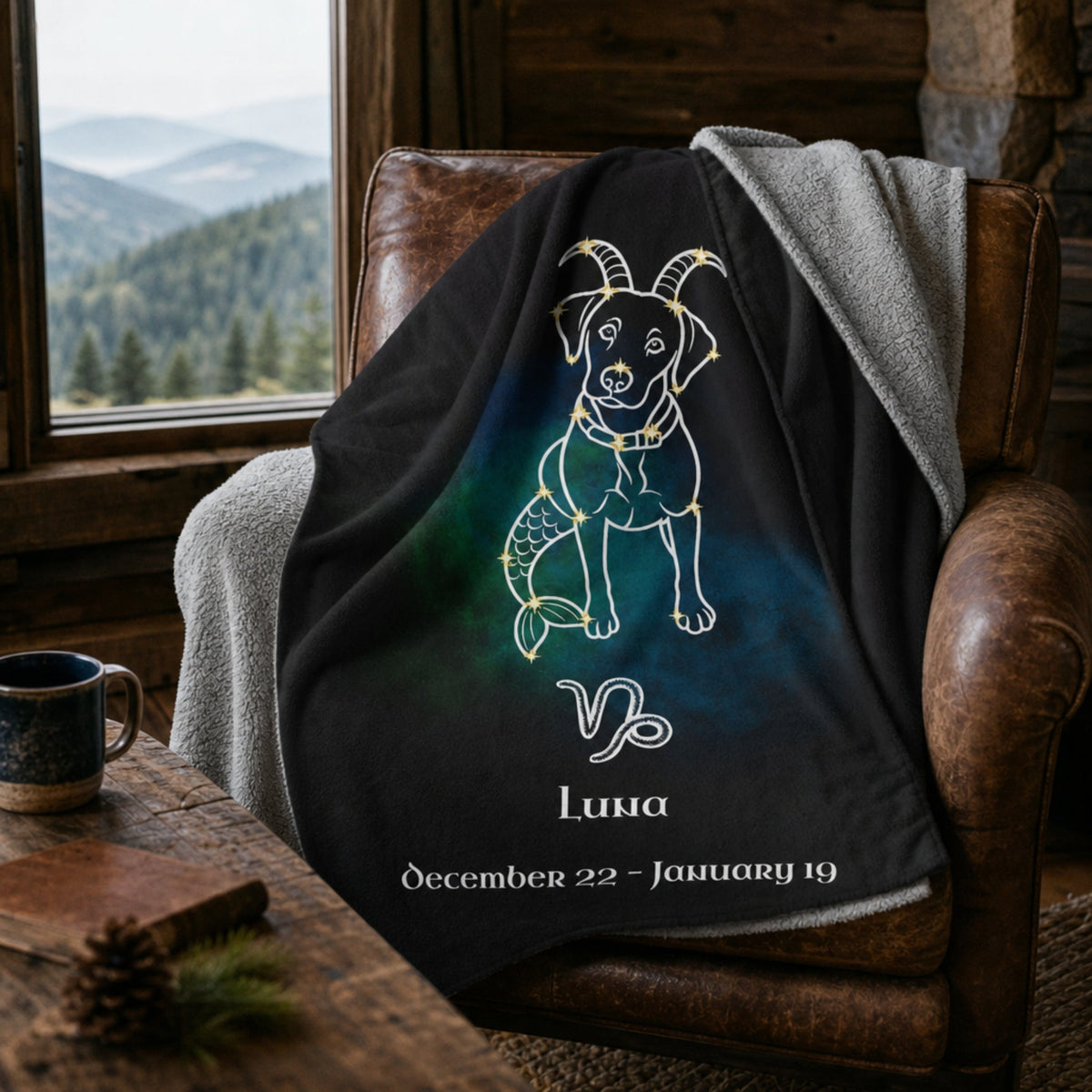 Personalized Capricorn Dog Sherpa Blanket | Modern Sketch Photo Upload_Doggo Mojo_Sherpa Blankets_4