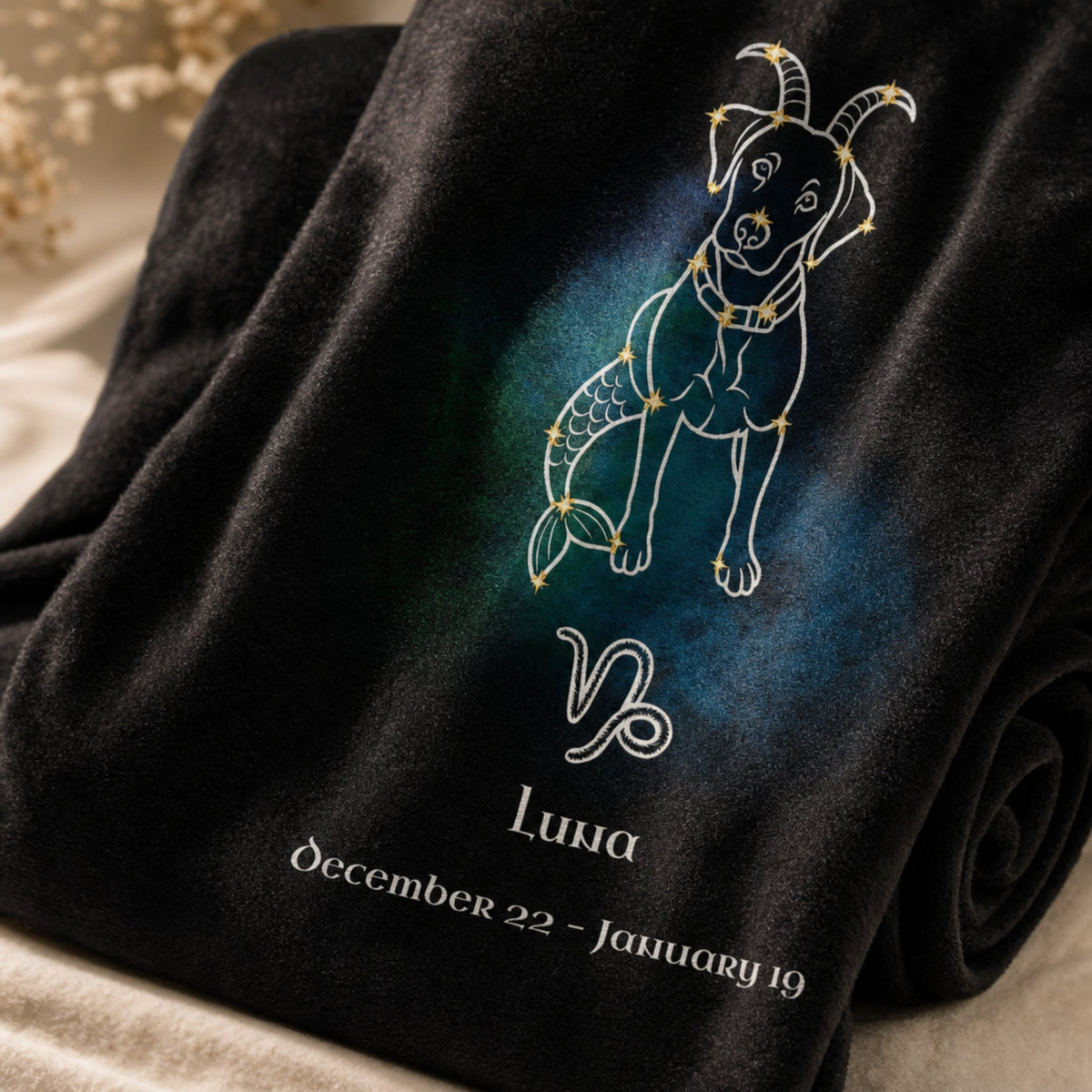 Personalized Capricorn Dog Velveteen Blanket | Modern Sketch Photo Upload_Doggo Mojo_Velveteen Blankets_4