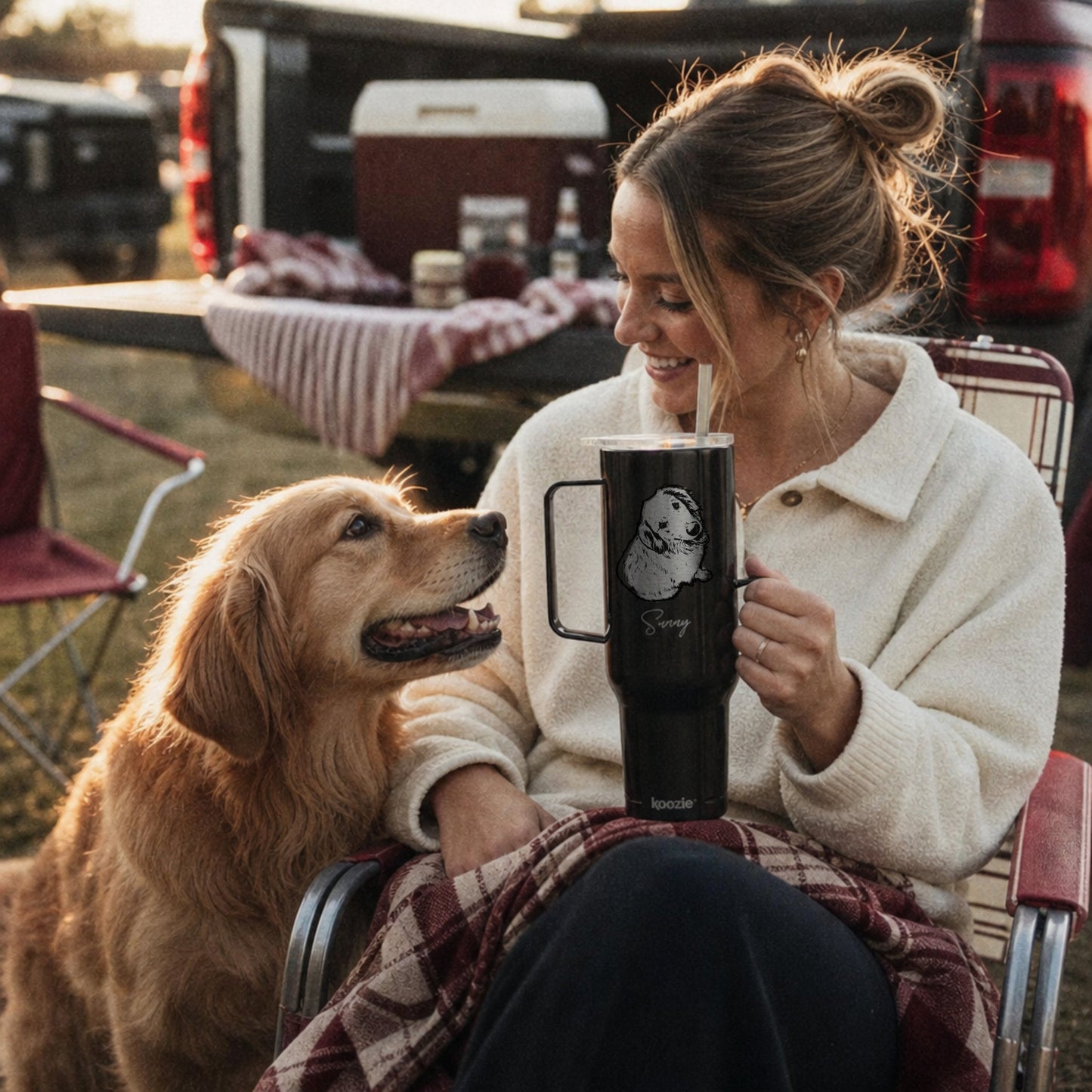Personalized Central Dog 40oz Recycled Travel Tumbler | Modern Sketch Custom Engraved_Doggo Mojo_Travel Tumbler_1