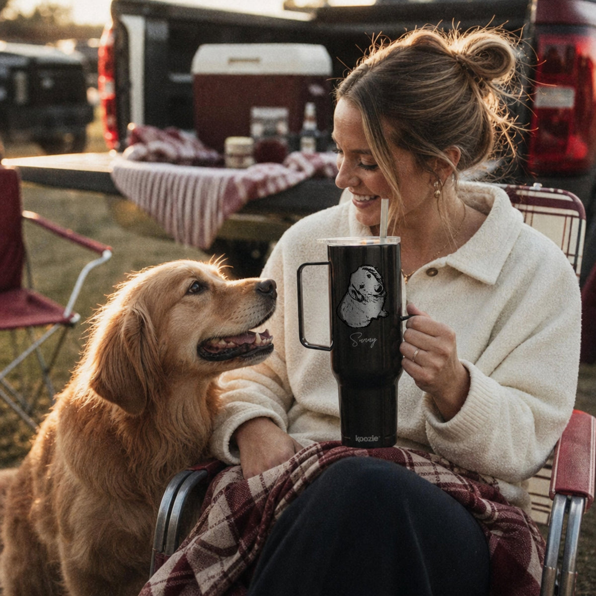 Personalized Central Dog 40oz Recycled Travel Tumbler | Modern Sketch Custom Engraved_Doggo Mojo_Travel Tumbler_1