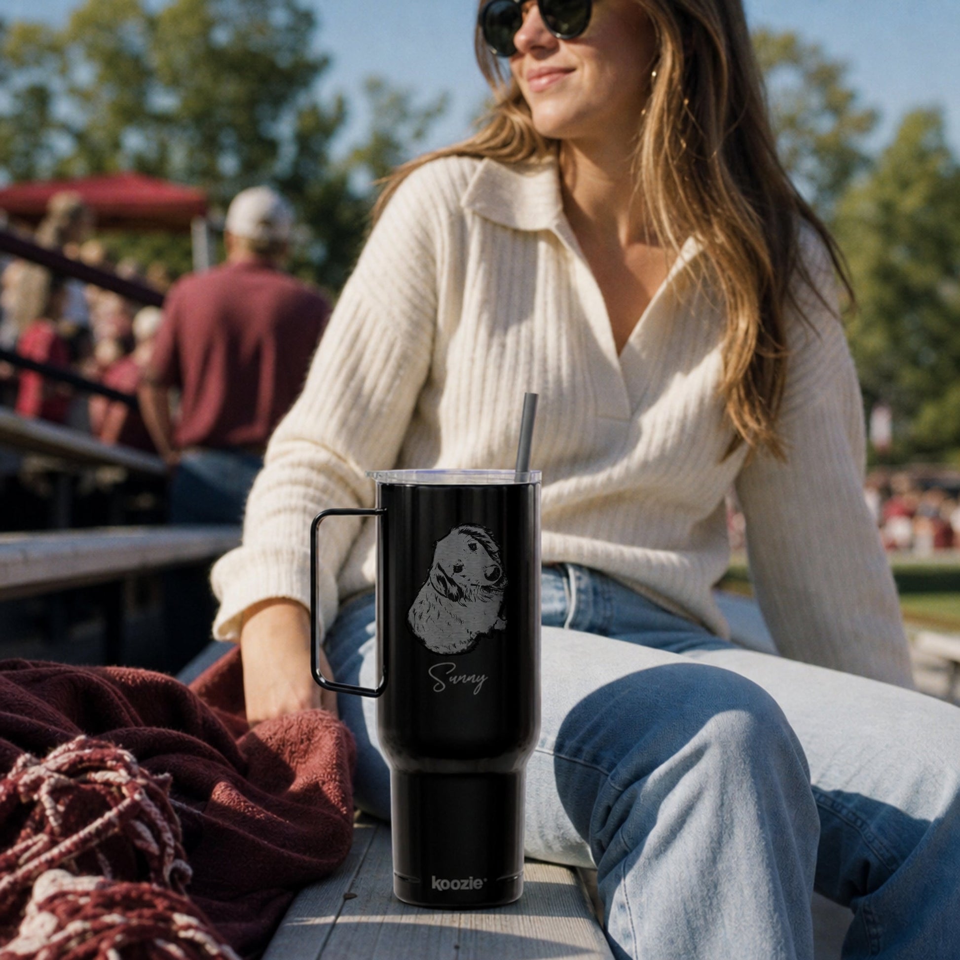 Personalized Central Dog 40oz Recycled Travel Tumbler | Modern Sketch Custom Engraved_Doggo Mojo_Travel Tumbler_2