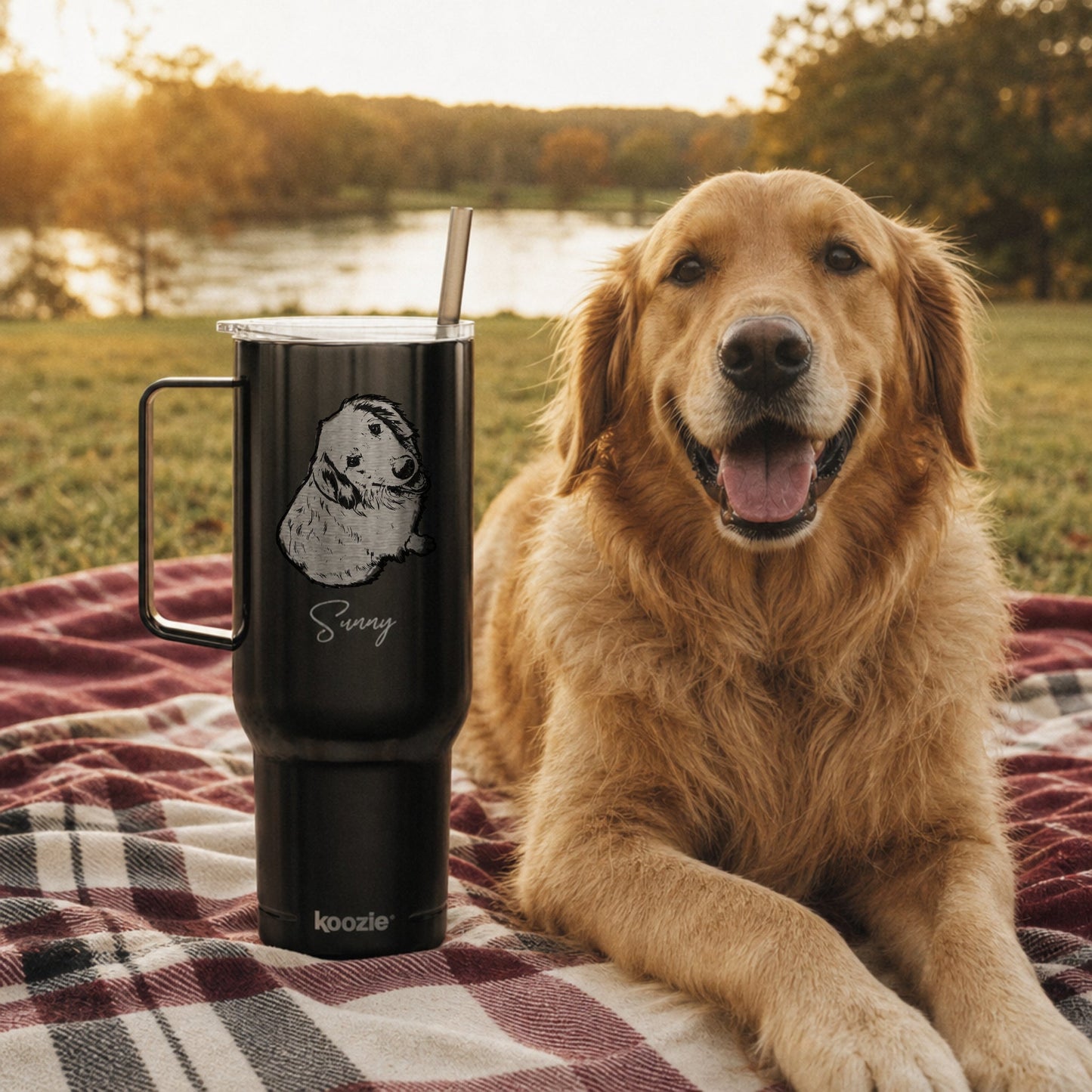 Personalized Central Dog 40oz Recycled Travel Tumbler | Modern Sketch Custom Engraved_Doggo Mojo_Travel Tumbler_4