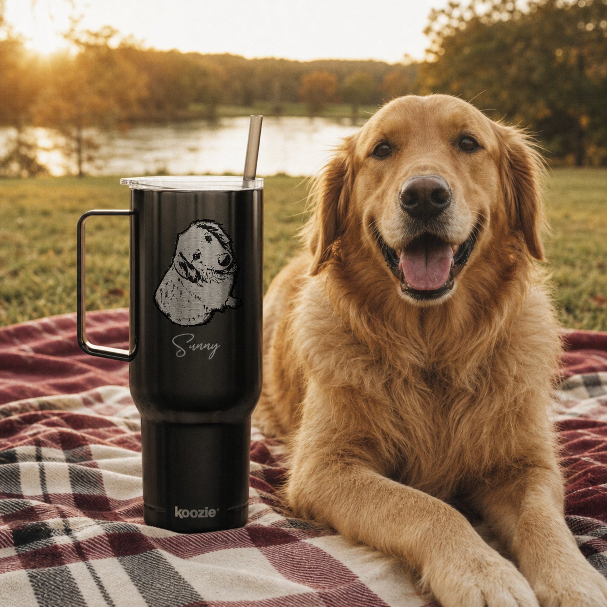 Personalized Central Dog 40oz Recycled Travel Tumbler | Modern Sketch Custom Engraved_Doggo Mojo_Travel Tumbler_4