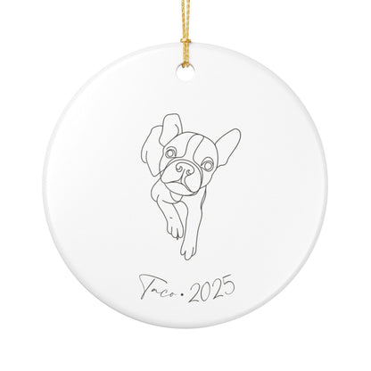 Personalized Ceramic Ornament | Minimal Line Art Dog Portrait | White, Red, or Green_Doggo Mojo_Holiday Ornaments_7