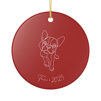 Personalized Ceramic Ornament | Minimal Line Art Dog Portrait | White, Red, or Green_Doggo Mojo_Holiday Ornaments_10