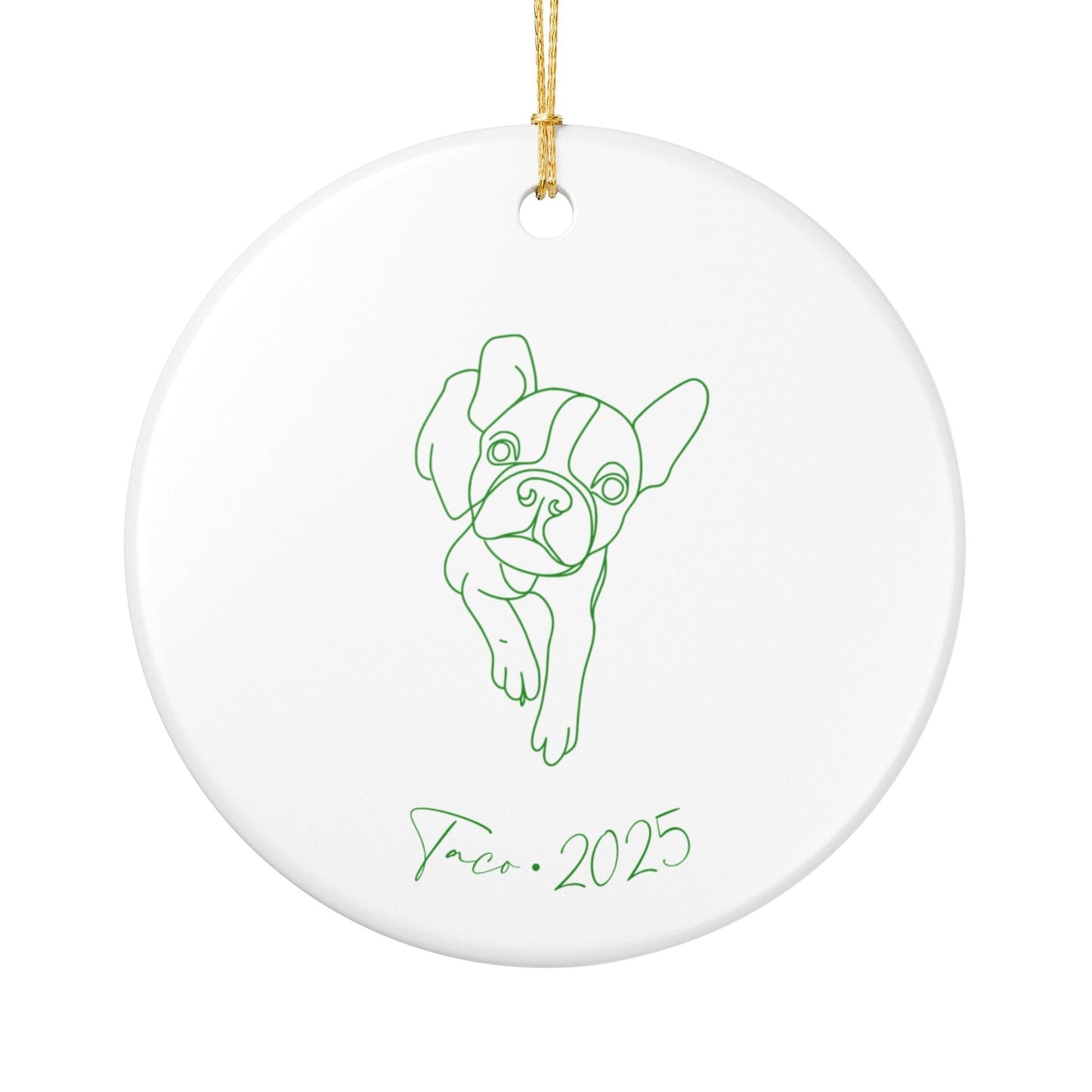 Personalized Ceramic Ornament | Minimal Line Art Dog Portrait | White, Red, or Green_Doggo Mojo_Holiday Ornaments_9