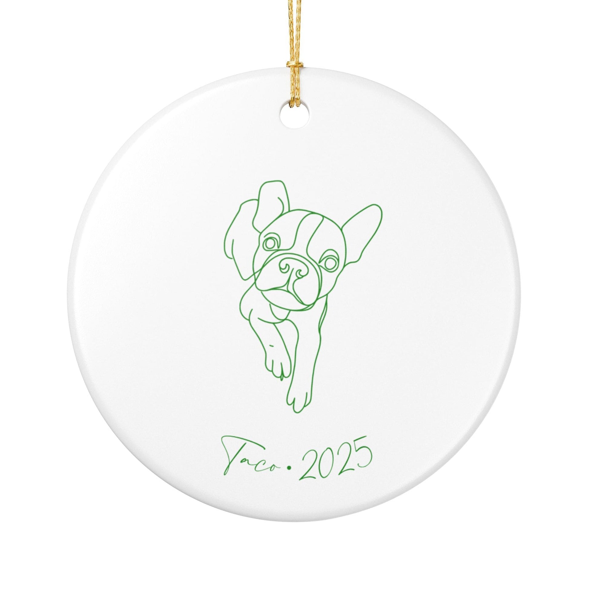Personalized Ceramic Ornament | Minimal Line Art Dog Portrait | White, Red, or Green_Doggo Mojo_Holiday Ornaments_9