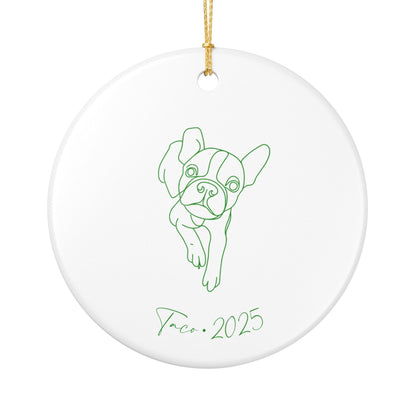 Personalized Ceramic Ornament | Minimal Line Art Dog Portrait | White, Red, or Green_Doggo Mojo_Holiday Ornaments_9