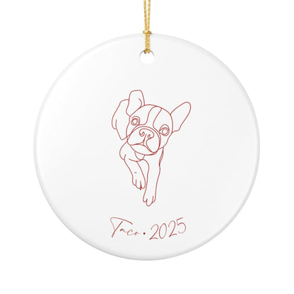Personalized Ceramic Ornament | Minimal Line Art Dog Portrait | White, Red, or Green_Doggo Mojo_Holiday Ornaments_8