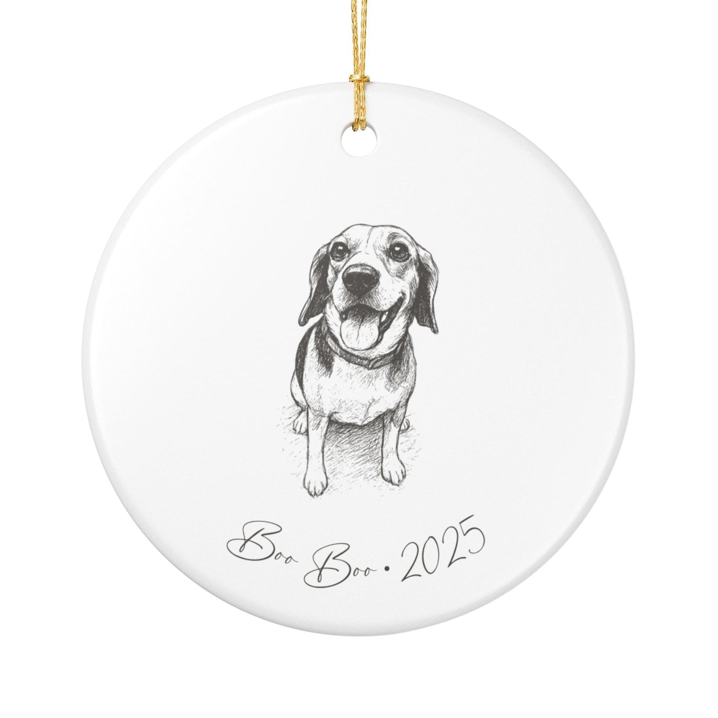 Personalized Ceramic Ornament | Modern Sketch Dog Portrait | White, Red, or Green_Doggo Mojo_Holiday Ornaments_7