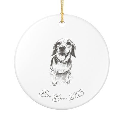 Personalized Ceramic Ornament | Modern Sketch Dog Portrait | White, Red, or Green_Doggo Mojo_Holiday Ornaments_7