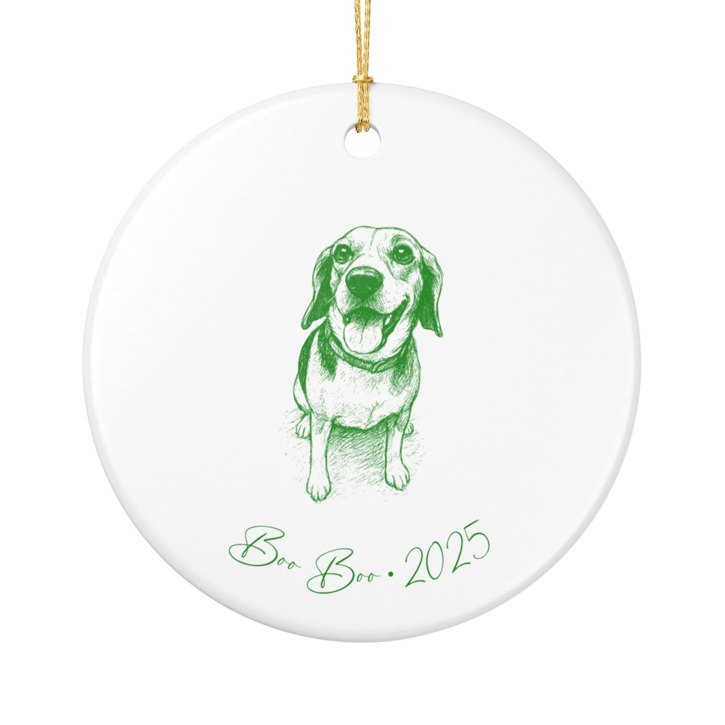 Personalized Ceramic Ornament | Modern Sketch Dog Portrait | White, Red, or Green_Doggo Mojo_Holiday Ornaments_9