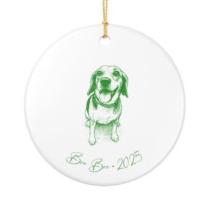 Personalized Ceramic Ornament | Modern Sketch Dog Portrait | White, Red, or Green_Doggo Mojo_Holiday Ornaments_9