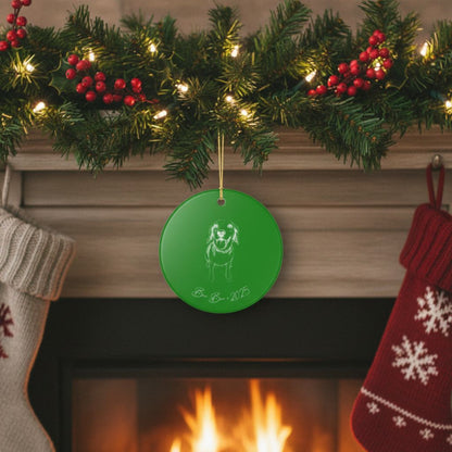 Personalized Ceramic Ornament | Modern Sketch Dog Portrait | White, Red, or Green_Doggo Mojo_Holiday Ornaments_3
