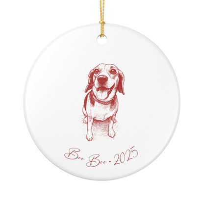 Personalized Ceramic Ornament | Modern Sketch Dog Portrait | White, Red, or Green_Doggo Mojo_Holiday Ornaments_8