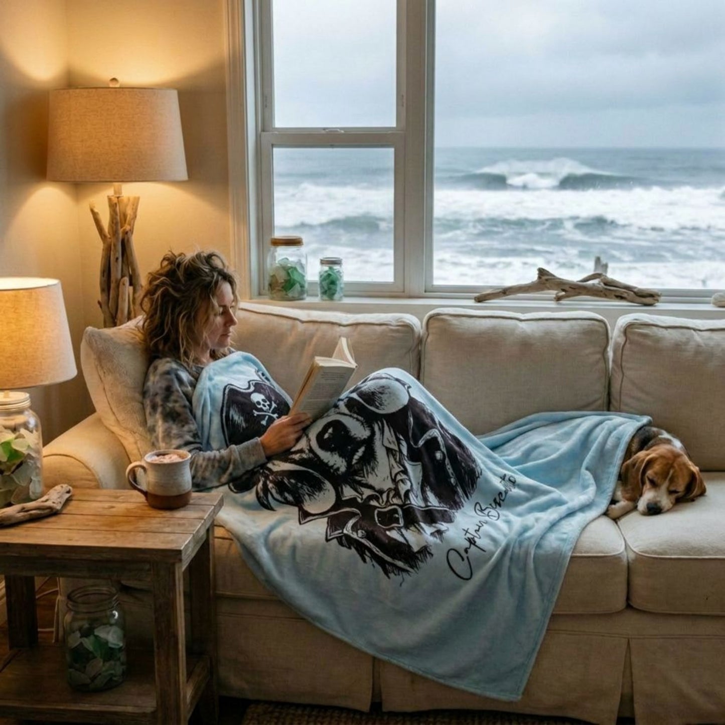 Personalized Coastal Dog Sherpa Blanket | Modern Sketch Photo Upload_Doggo Mojo_Blankets_4