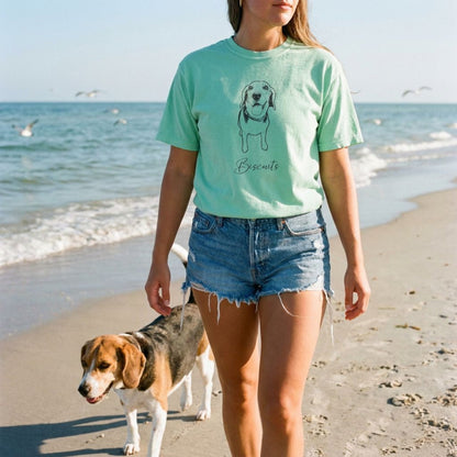 Personalized Coastal Dog T-Shirt | Modern Sketch Photo Upload_Doggo Mojo_T-Shirt_3