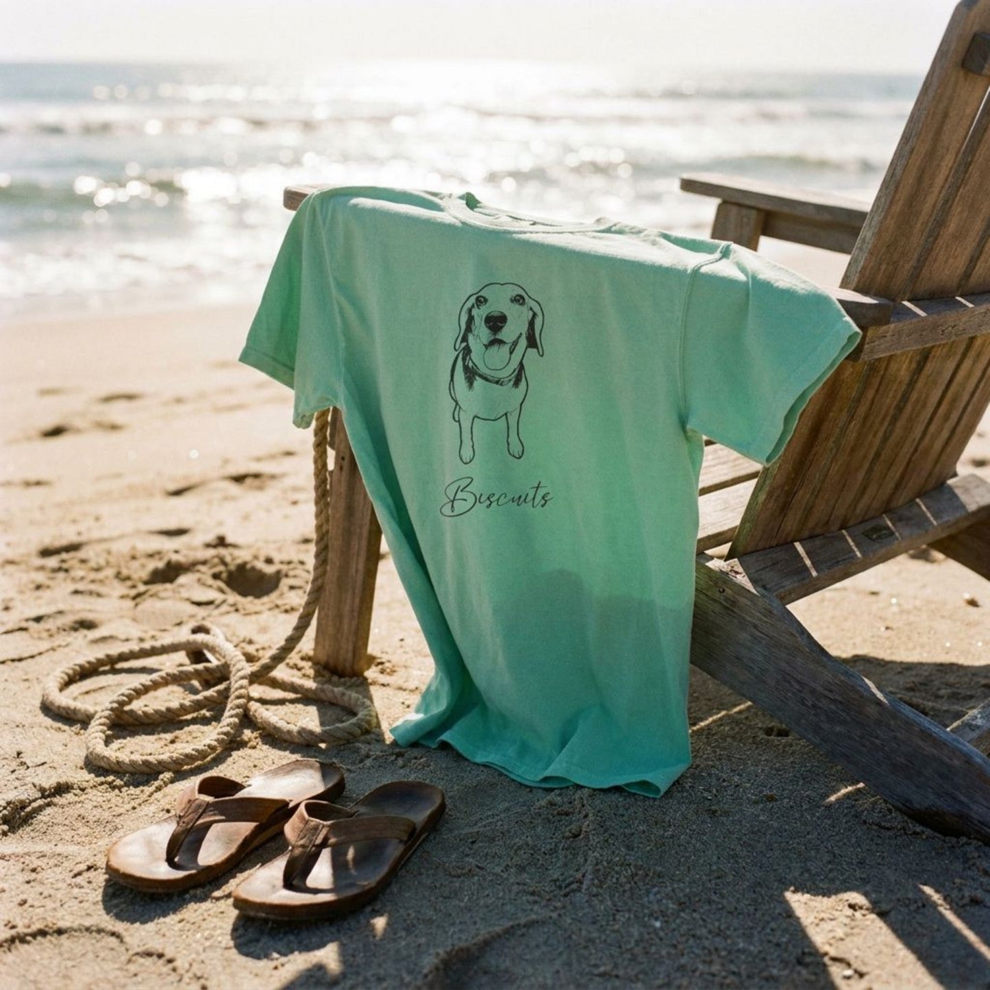 Personalized Coastal Dog T-Shirt | Modern Sketch Photo Upload_Doggo Mojo_T-Shirt_2