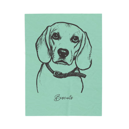 Personalized Coastal Dog Velveteen Blanket | Modern Sketch Photo Upload_Doggo Mojo_Blankets_9