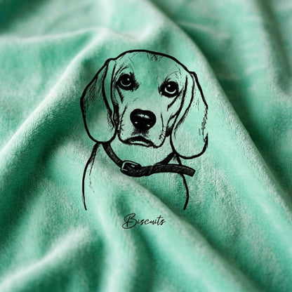 Personalized Coastal Dog Velveteen Blanket | Modern Sketch Photo Upload_Doggo Mojo_Blankets_5