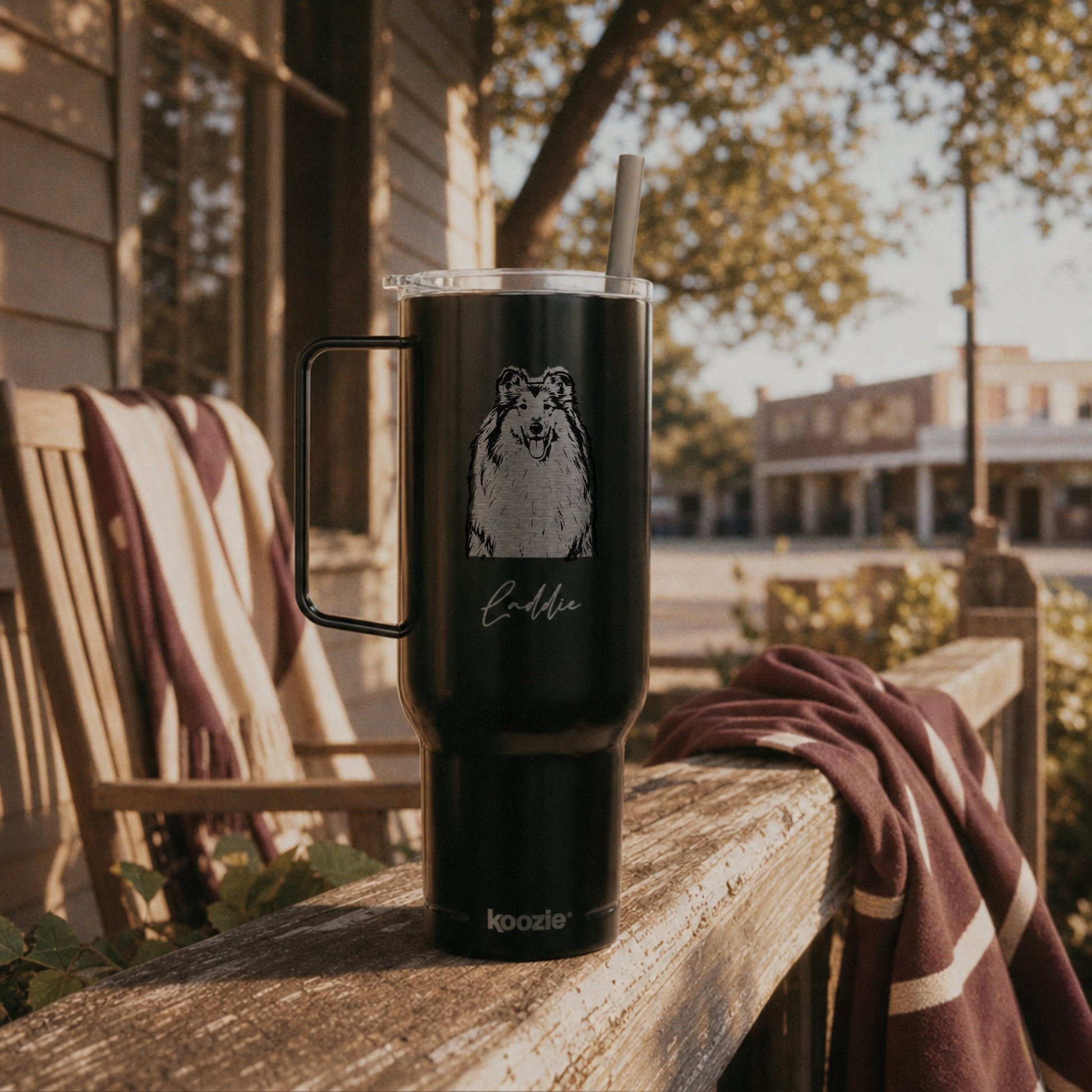 Personalized College Station Dog 40oz Recycled Travel Tumbler | Modern Sketch Custom Engraved_Doggo Mojo_Travel Tumbler_5
