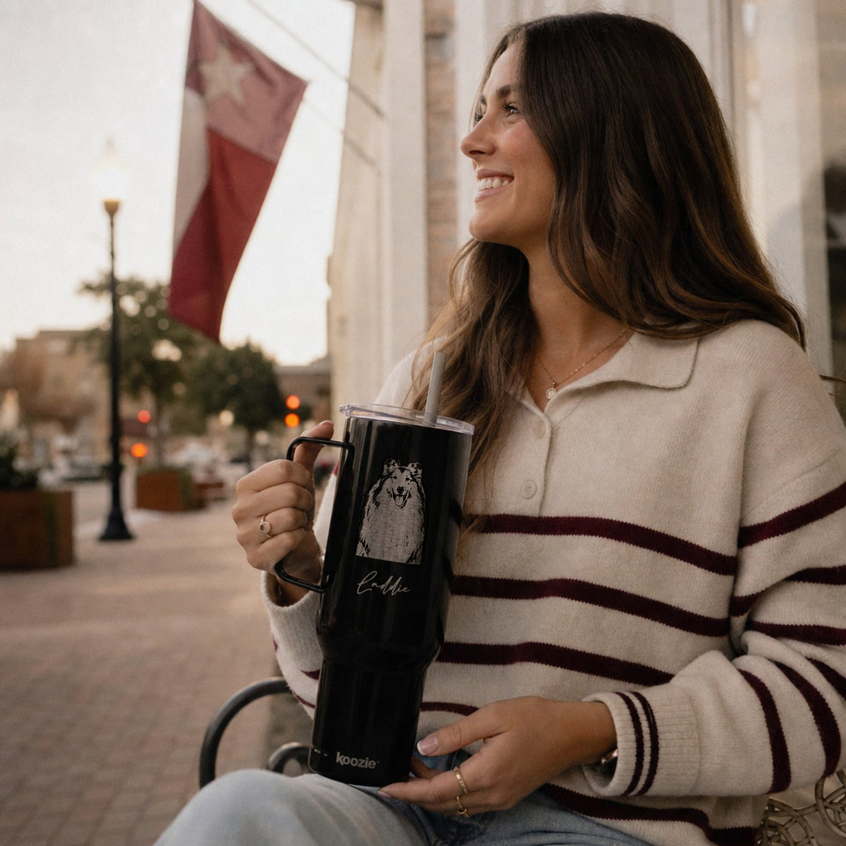 Personalized College Station Dog 40oz Recycled Travel Tumbler | Modern Sketch Custom Engraved_Doggo Mojo_Travel Tumbler_4