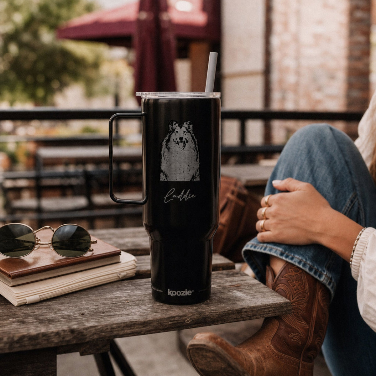 Personalized College Station Dog 40oz Recycled Travel Tumbler | Modern Sketch Custom Engraved_Doggo Mojo_Travel Tumbler_2