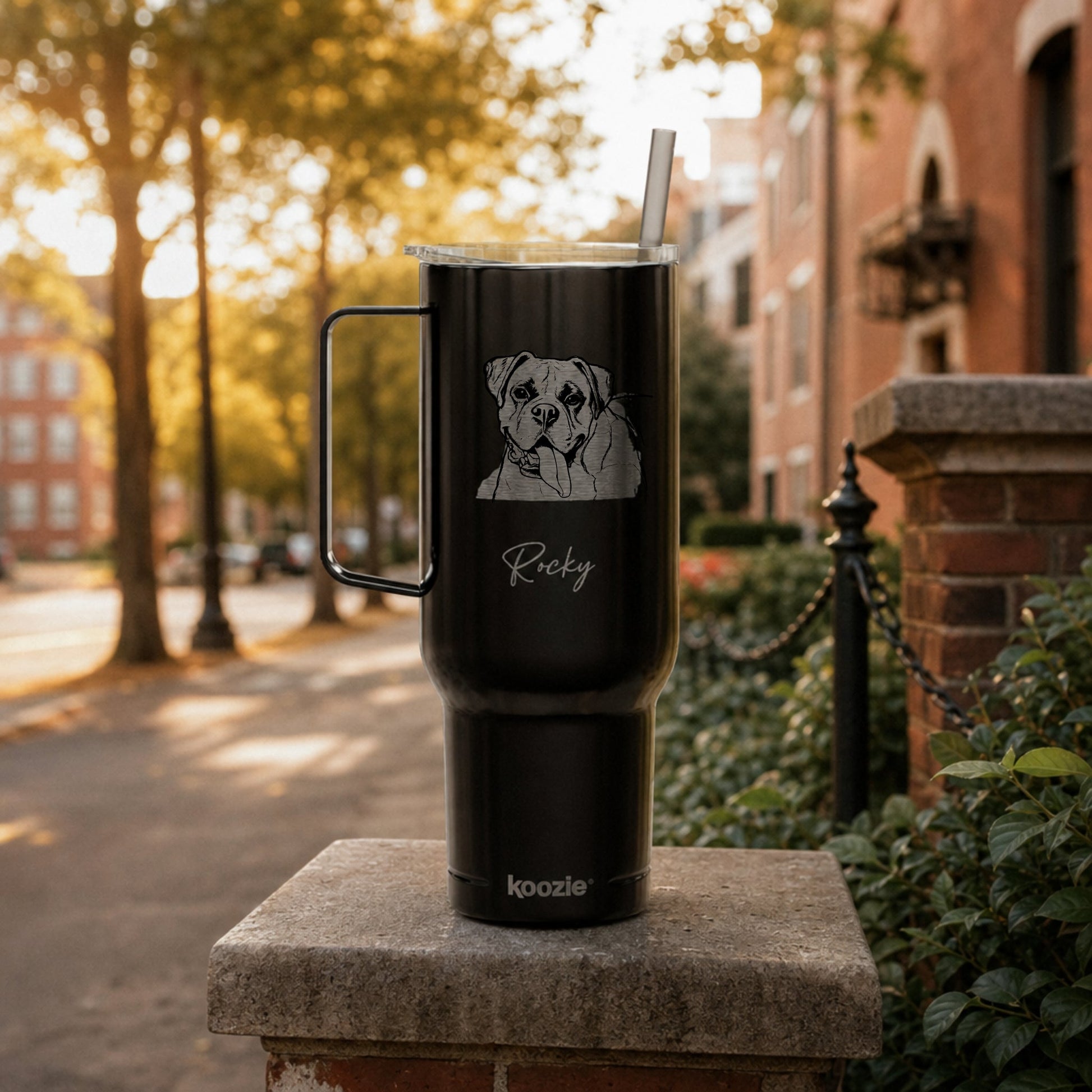 Personalized Columbus Dog 40oz Recycled Travel Tumbler | Modern Sketch Custom Engraved_Doggo Mojo_Travel Tumbler_5