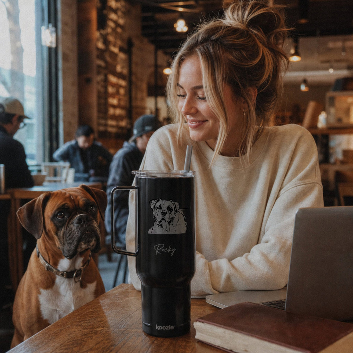 Personalized Columbus Dog 40oz Recycled Travel Tumbler | Modern Sketch Custom Engraved_Doggo Mojo_Travel Tumbler_1
