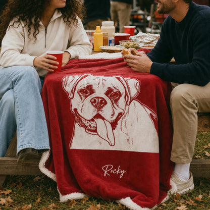 Personalized Columbus Dog Sherpa Blanket | Modern Sketch Photo Upload_Doggo Mojo_Sherpa Blankets_1