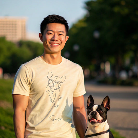 Personalized Comfort Colors T-shirt | Minimal Line Art with Your Dog's Photo & Name_Doggo Mojo_T-shirts_1