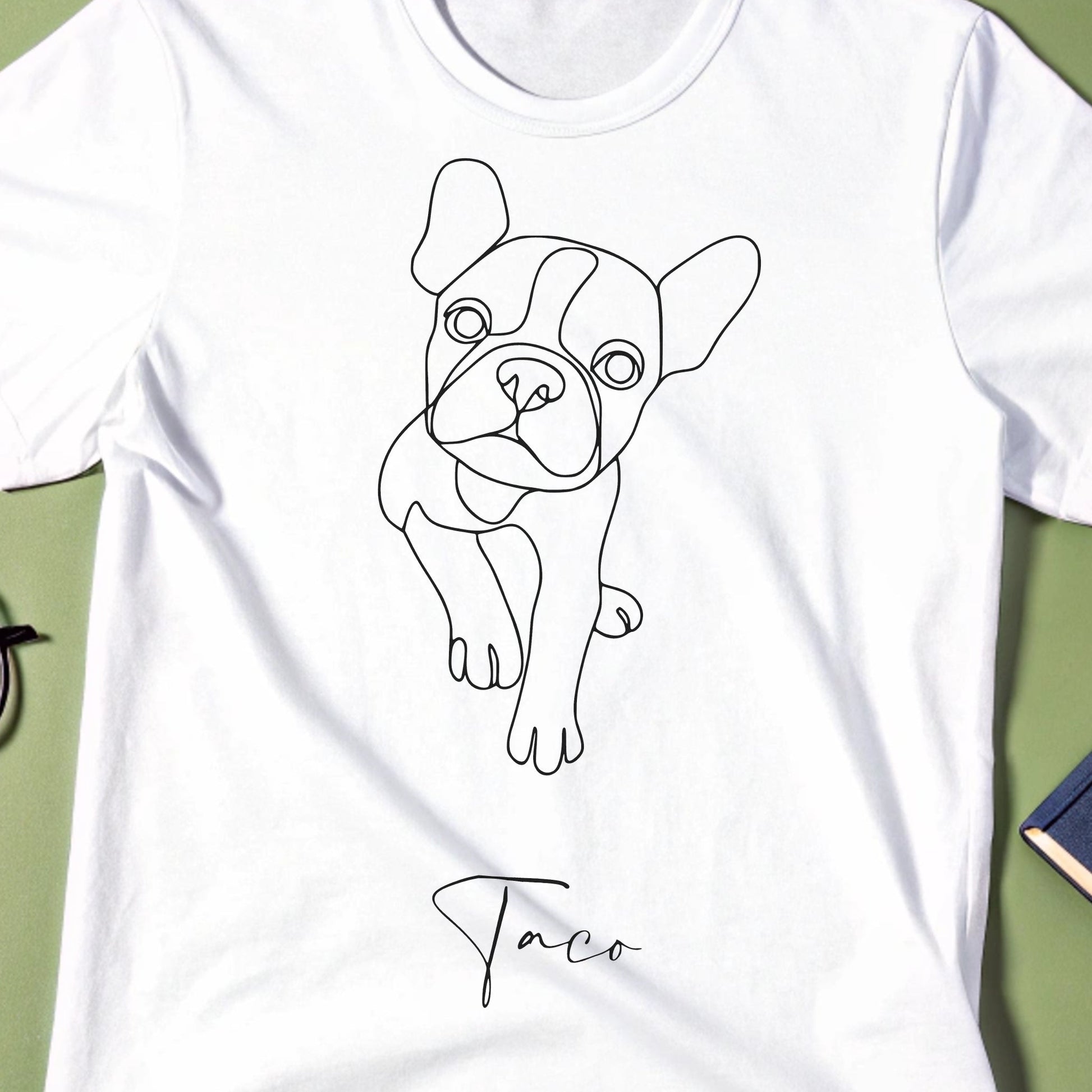 Personalized Comfort Colors T-shirt: Minimal Line Art with Your Dog's Photo & Name_Doggo Mojo_T-shirts_4