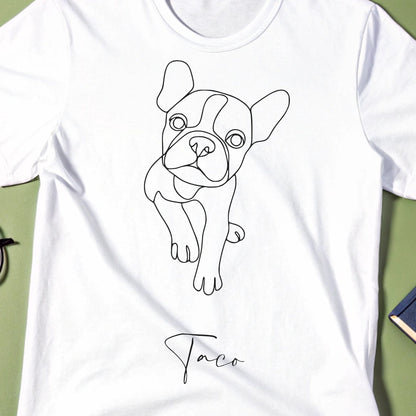 Personalized Comfort Colors T-shirt: Minimal Line Art with Your Dog's Photo & Name_Doggo Mojo_T-shirts_4