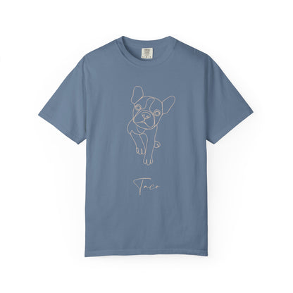 Personalized Comfort Colors T-shirt | Minimal Line Art with Your Dog's Photo & Name_Doggo Mojo_T-shirts_17