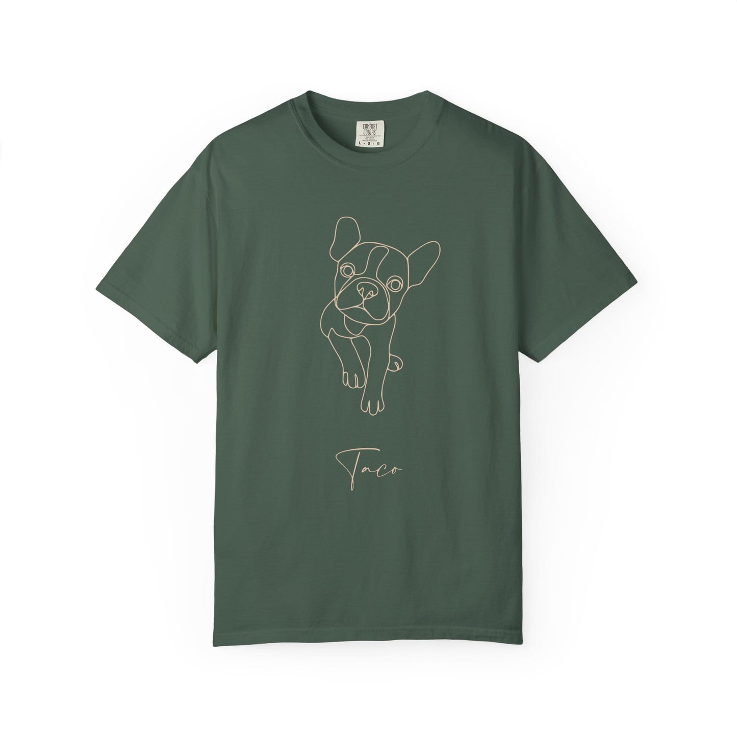 Personalized Comfort Colors T-shirt | Minimal Line Art with Your Dog's Photo & Name_Doggo Mojo_T-shirts_19