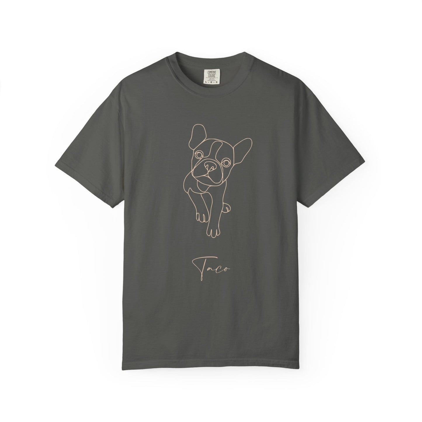 Personalized Comfort Colors T-shirt | Minimal Line Art with Your Dog's Photo & Name_Doggo Mojo_T-shirts_13