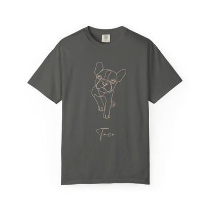 Personalized Comfort Colors T-shirt | Minimal Line Art with Your Dog's Photo & Name_Doggo Mojo_T-shirts_13