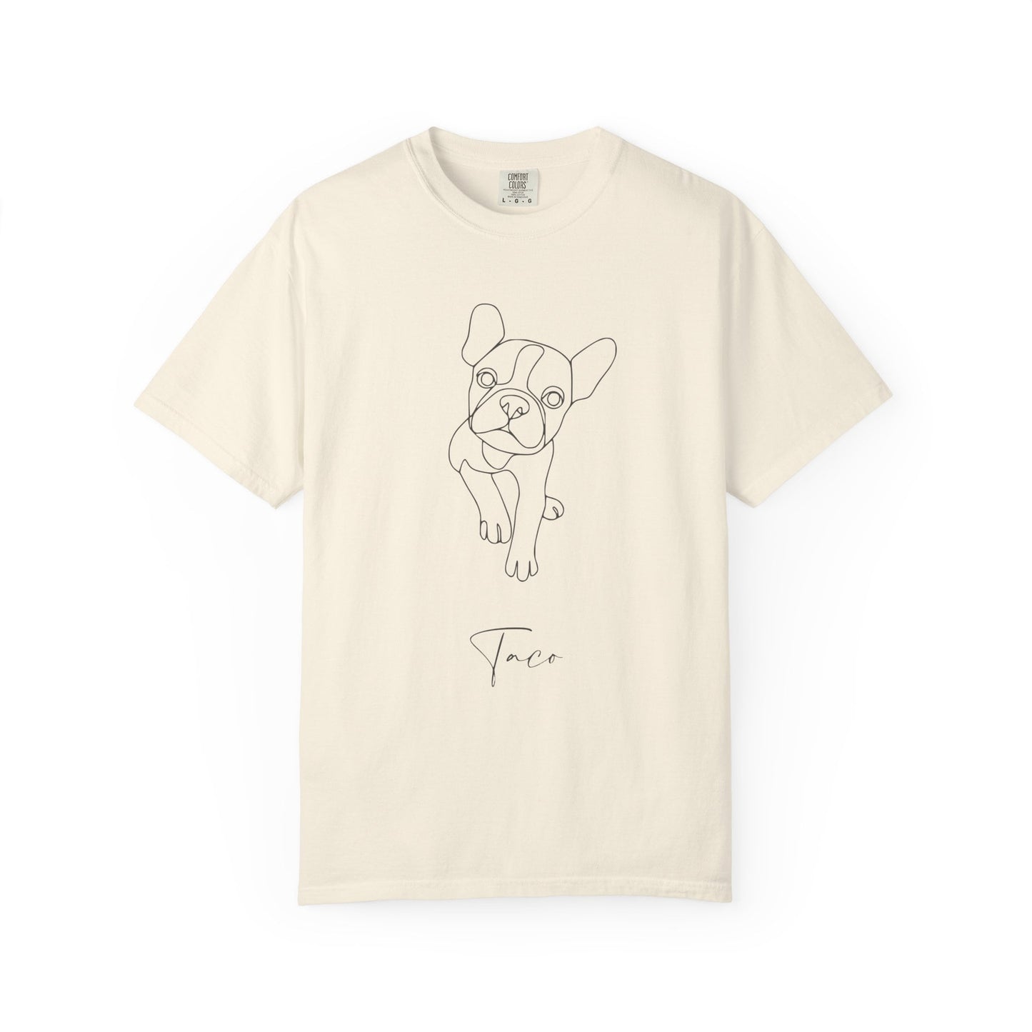 Personalized Comfort Colors T-shirt | Minimal Line Art with Your Dog's Photo & Name_Doggo Mojo_T-shirts_10