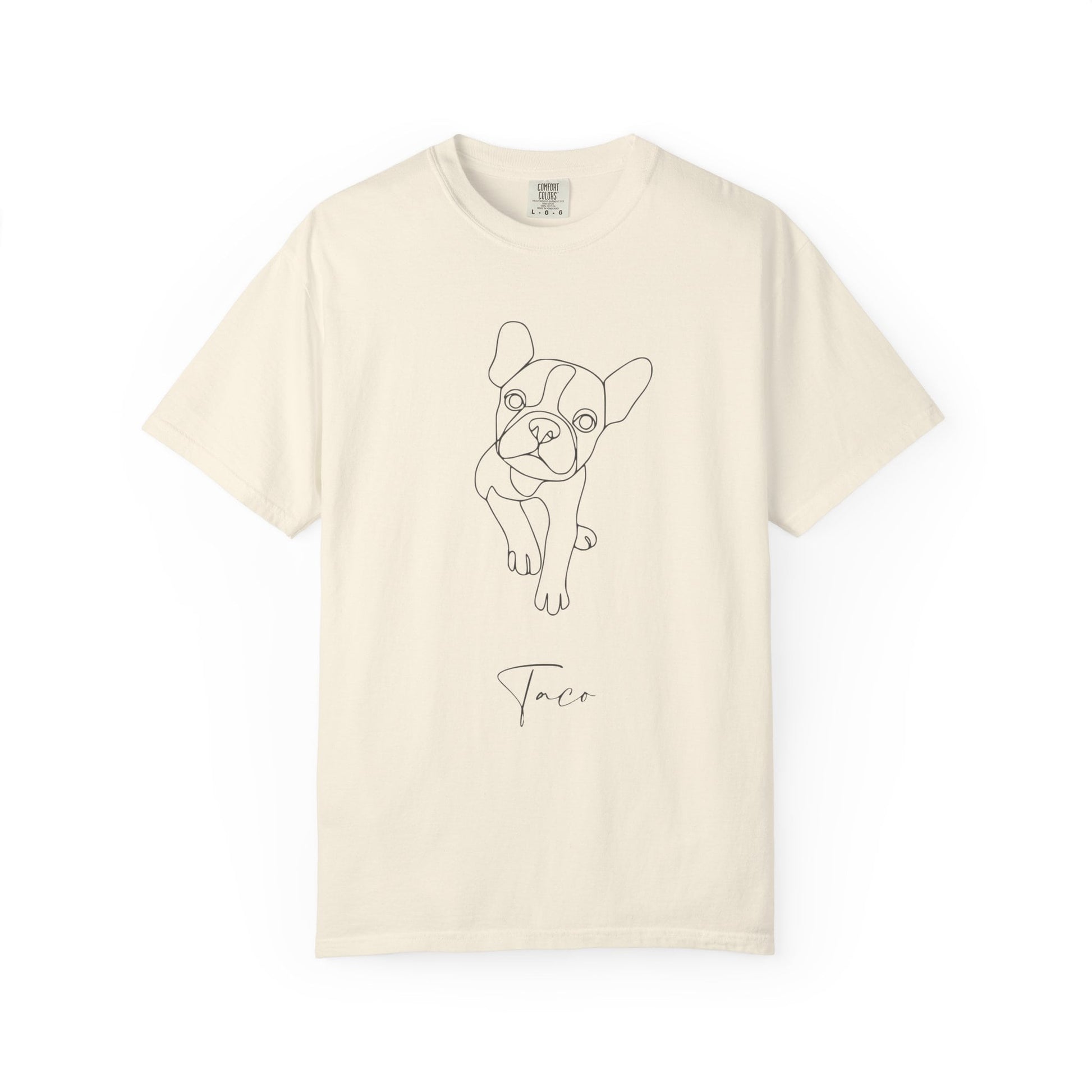 Personalized Comfort Colors T-shirt | Minimal Line Art with Your Dog's Photo & Name_Doggo Mojo_T-shirts_10