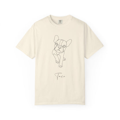 Personalized Comfort Colors T-shirt | Minimal Line Art with Your Dog's Photo & Name_Doggo Mojo_T-shirts_10