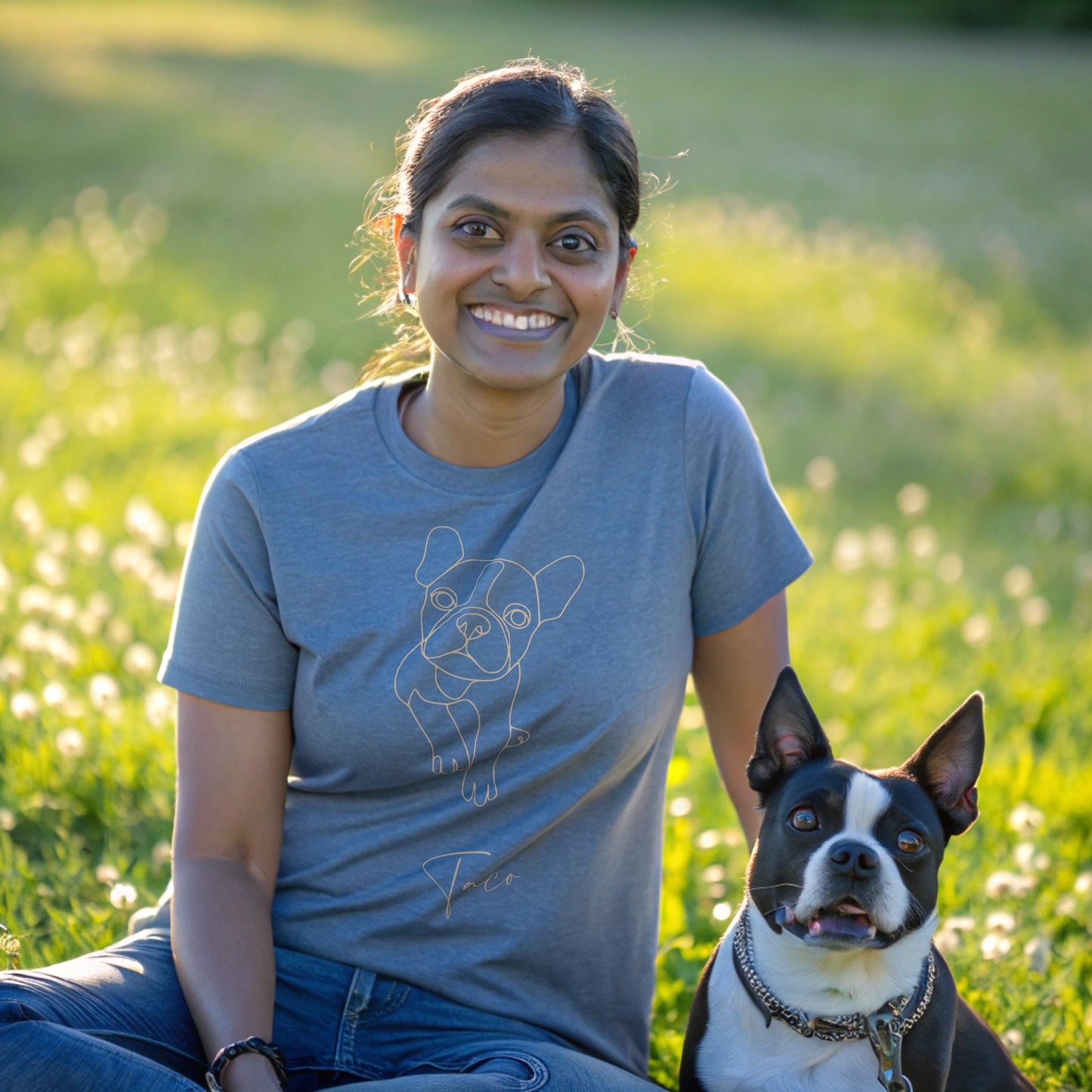 Personalized Comfort Colors T-shirt | Minimal Line Art with Your Dog's Photo & Name_Doggo Mojo_T-shirts_2